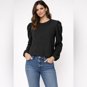 Anthropologie BARU Top XS Extra Small Black Ribbed Long Sleeve NEW